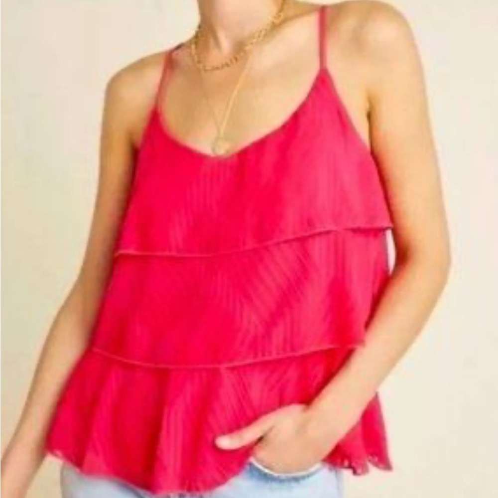 Anthropologie Amadi Amelie Sleeveless Pink Tiered Camisole Top